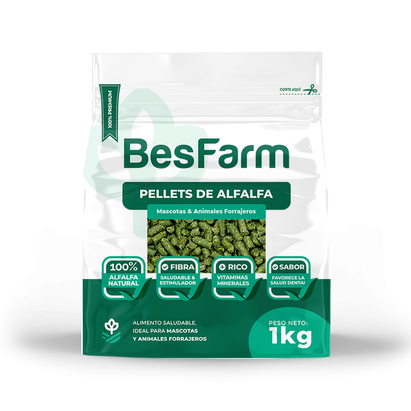 Pellets de Alfalfa Premium (1Kg) Besfarm Alimento para mascotas